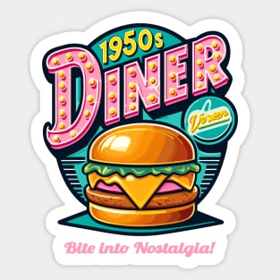 Retro 1950s Diner Cheeseburger Delight - Grilled Cheese Sticker